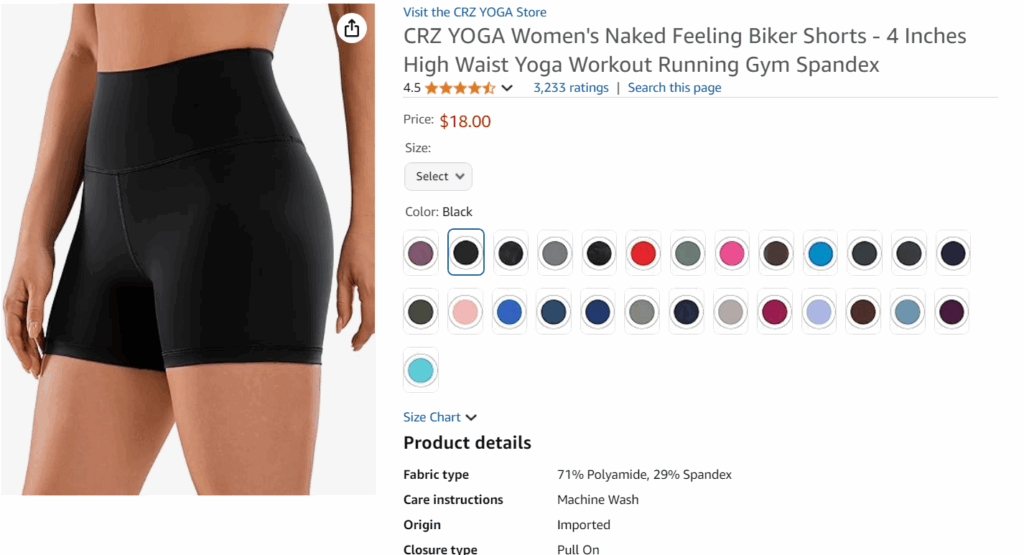 CRZ YOGA Women's Naked Feeling Biker Shorts