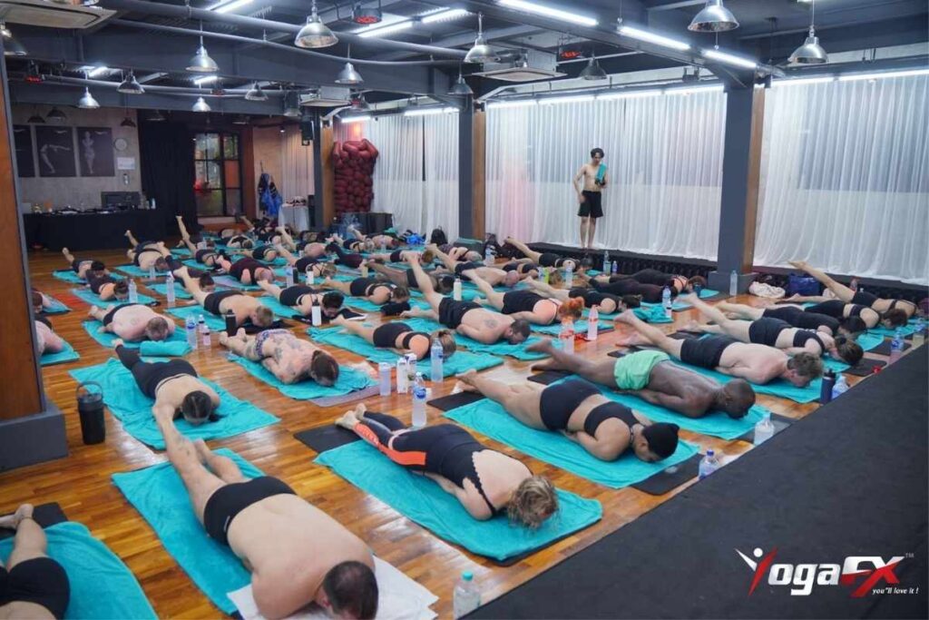 Opening a Bikram yoga studio hot room setup showing floor to ceiling mirrors heating system and 40 degree specification at 26 and 2 yoga studio