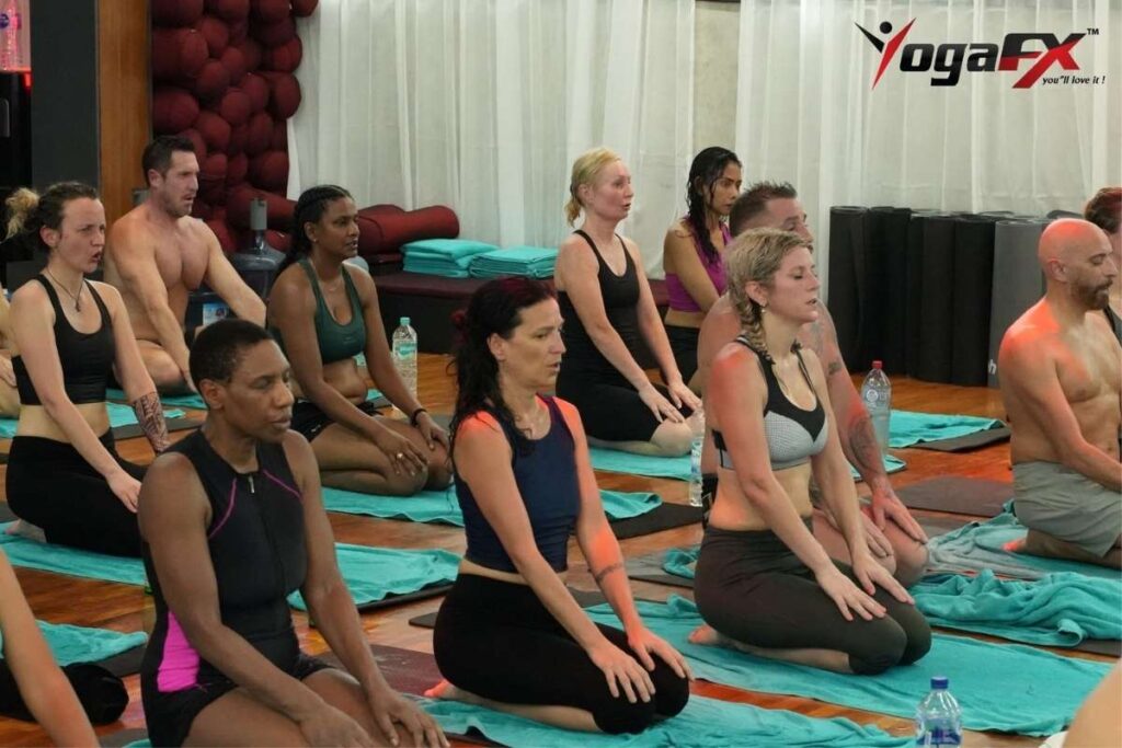 Small group session at one of the best yoga retreats in Europe, showing instructor-led practice