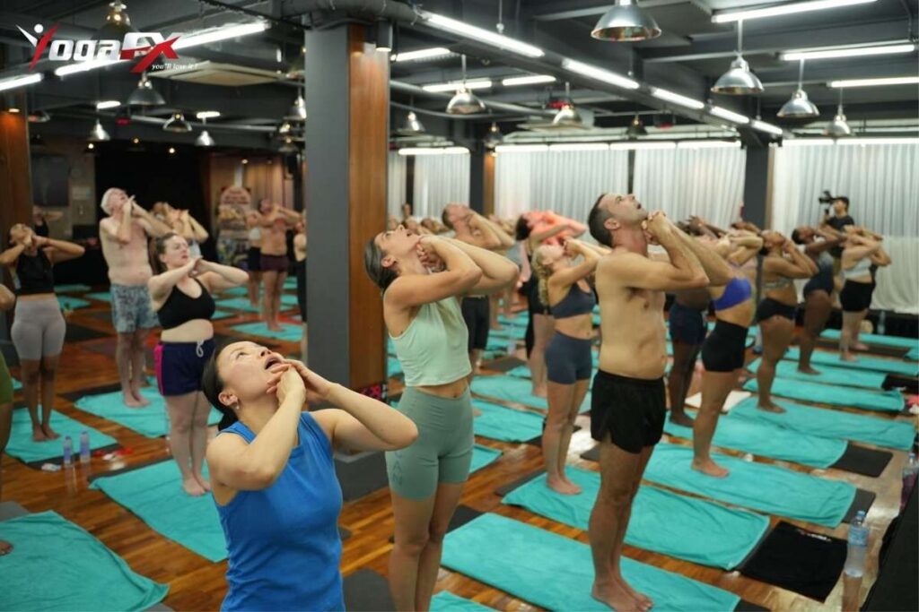 the standing series of a Bikram yoga class, the segment most first-timers find hardest