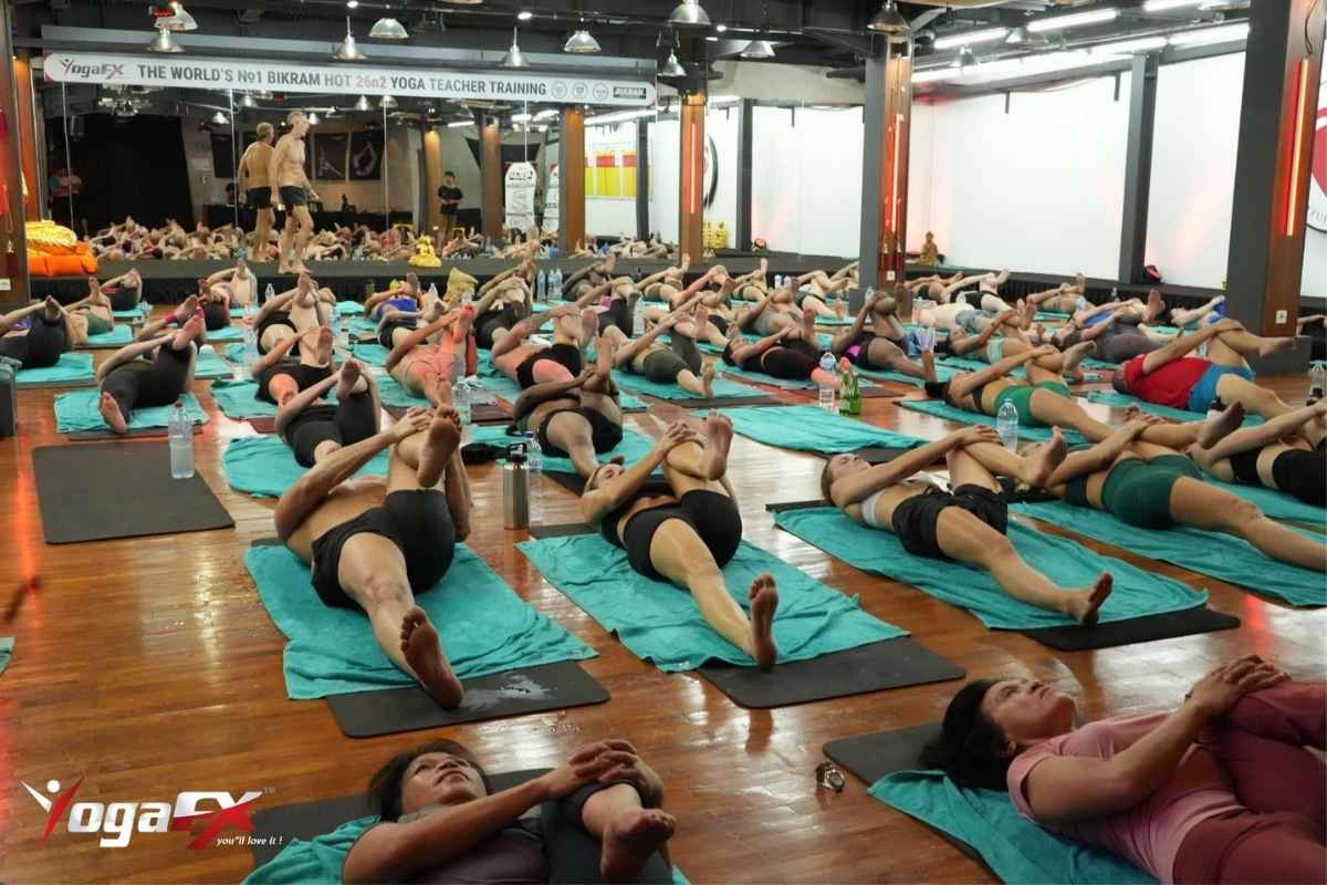 Bikram class, both used for shoulder and throat tension release