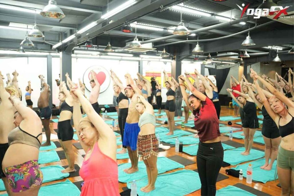Bikram class, both used for shoulder and throat tension release